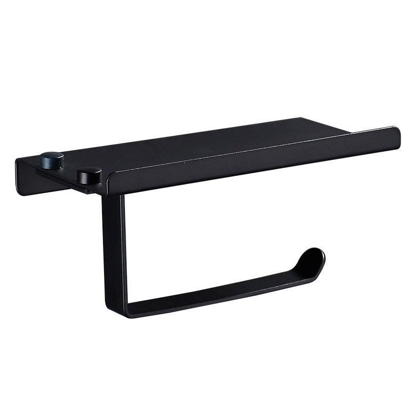 Stainless Steel Toilet Paper Holder with Phone Shelf – Bathroom Wall Storage Accessory