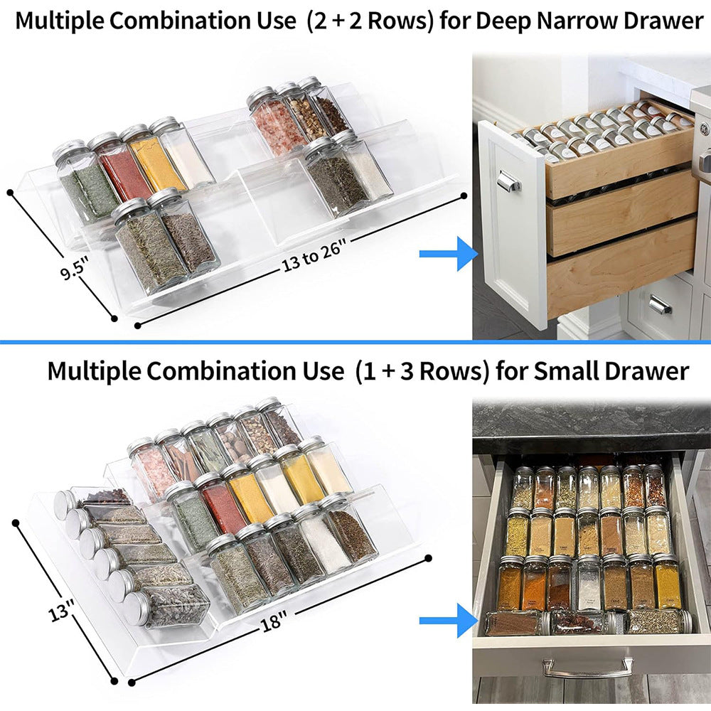 Acrylic Spice Display Rack – Tiered Countertop Organizer for Kitchen Cabinets & Pantries