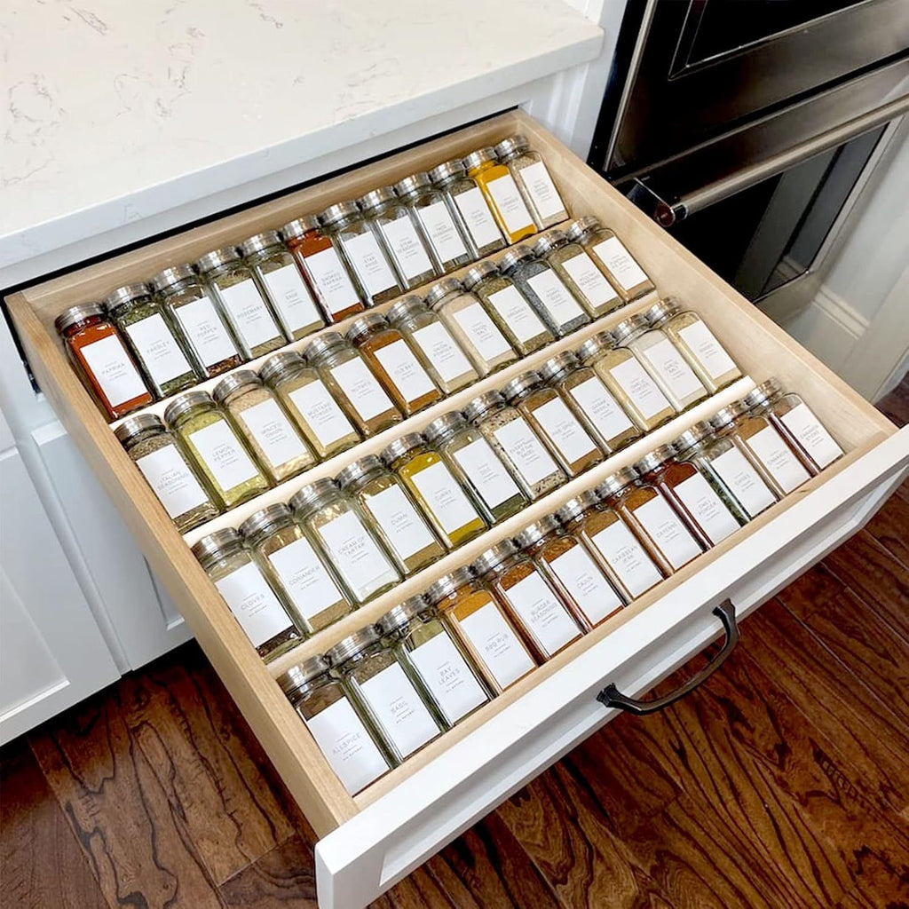 Acrylic Spice Display Rack – Tiered Countertop Organizer for Kitchen Cabinets & Pantries