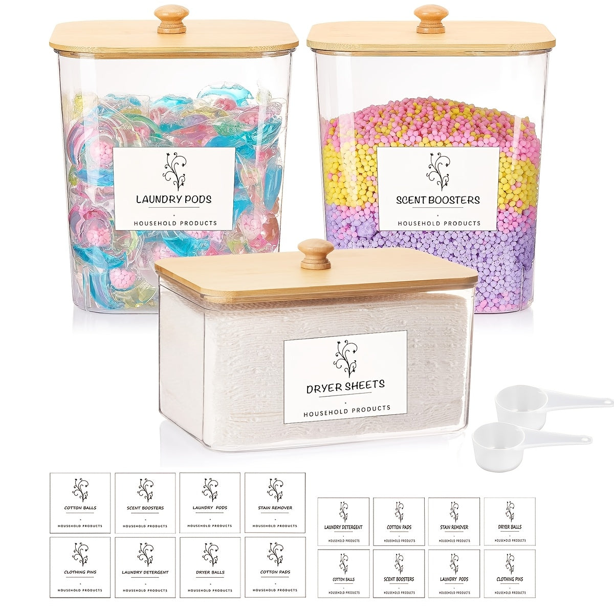 Clear Laundry Detergent Organizer Bins – 3-Pack Storage Containers for Laundry Room Shelves