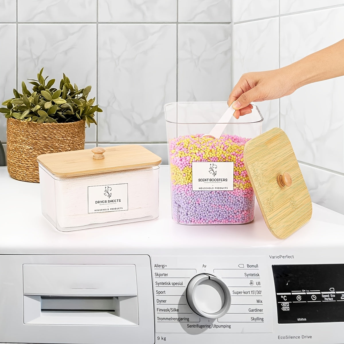 Clear Laundry Detergent Organizer Bins – 3-Pack Storage Containers for Laundry Room Shelves