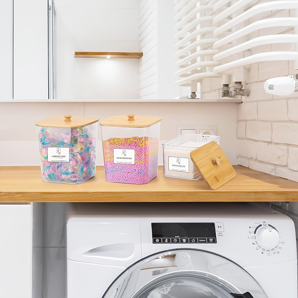 Clear Laundry Detergent Organizer Bins – 3-Pack Storage Containers for Laundry Room Shelves