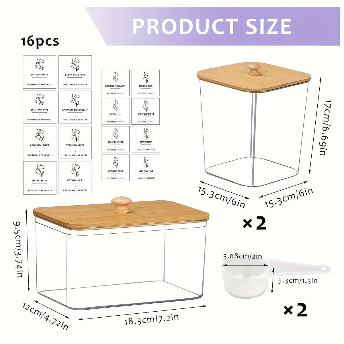 Clear Laundry Detergent Organizer Bins – 3-Pack Storage Containers for Laundry Room Shelves